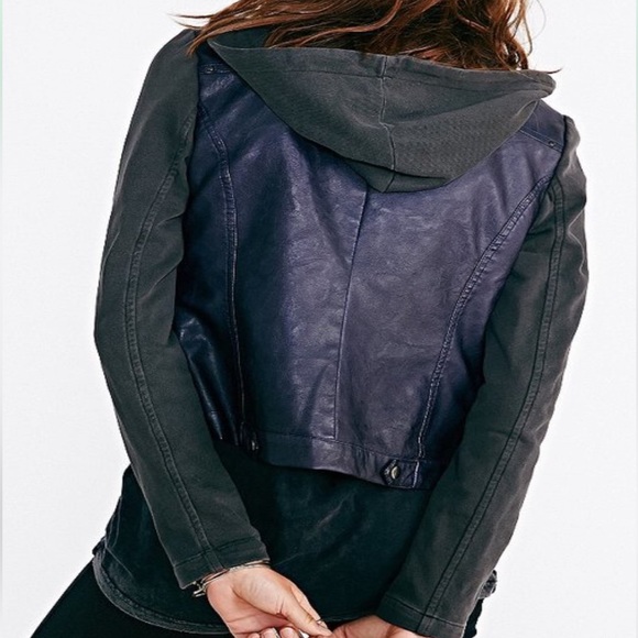 Urban Outfitters + Silence Noise: VEGAN LEATHER Fleece Moto Jacket | Siz… - Picture 3 of 7